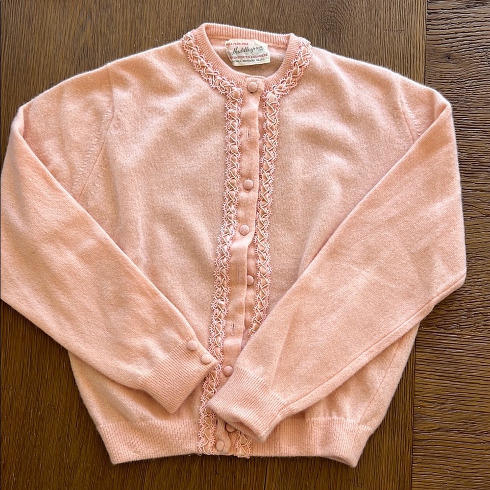 Pink Lace-Trimmed Cardigan Sweater